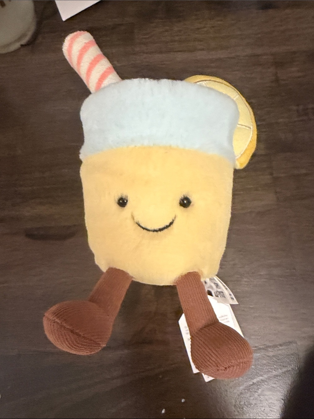 Jellycat Yellow & Brown Plush Drink Toy with Blue Top